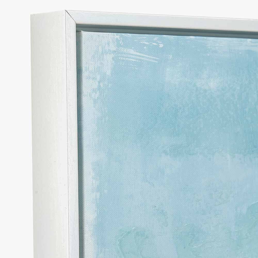 Azure Blue Abstract Canvas with White Frame – Rowen Homes