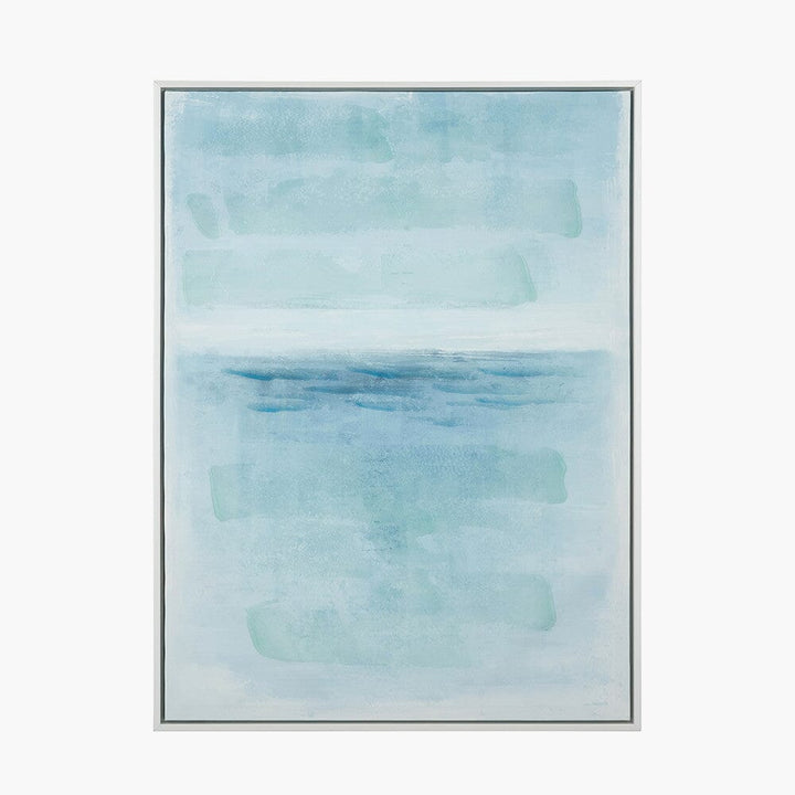 Azure Blue Abstract Canvas with White Frame – Rowen Homes