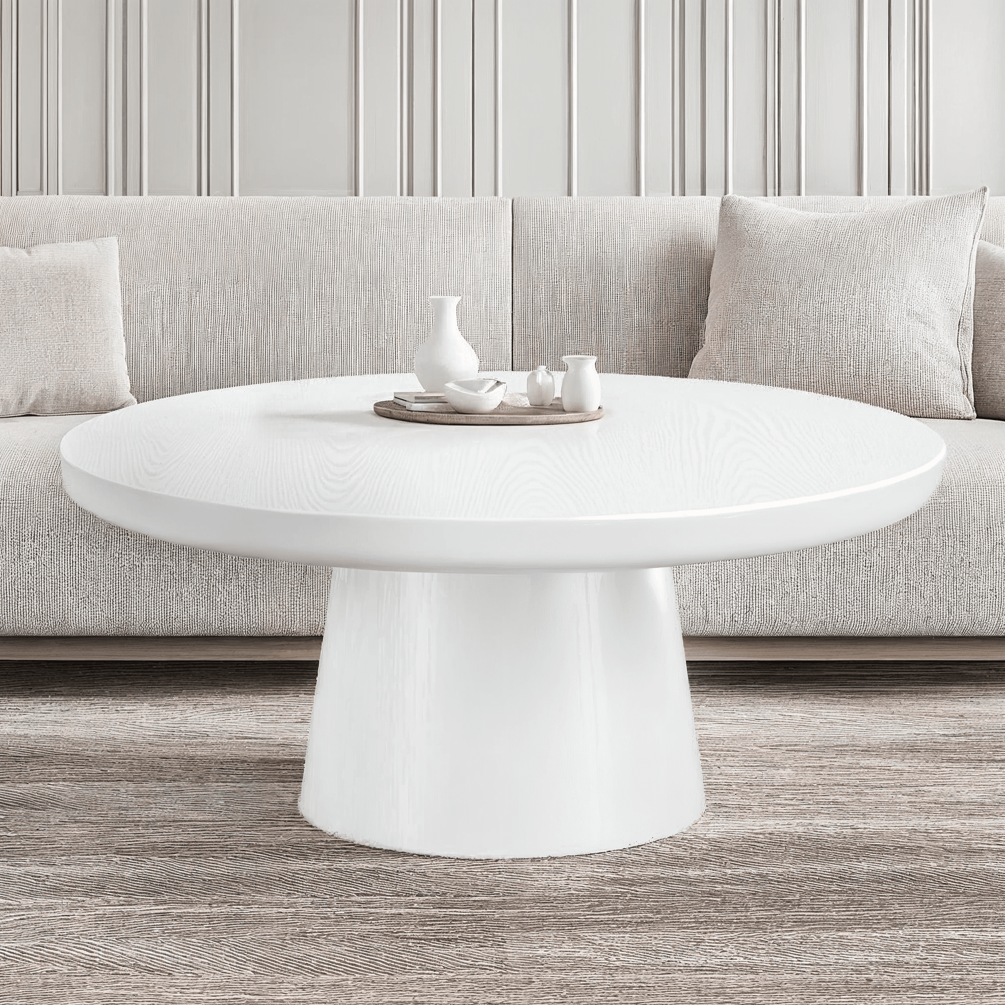 Azure White Round Coffee Table Rowen Homes