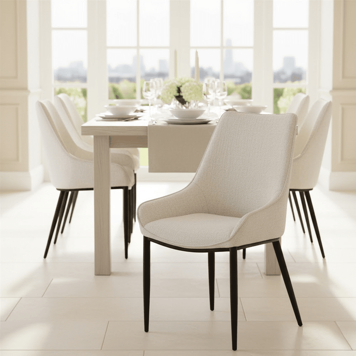 Balado Cream Textured Dining Chair With Black Legs Furniture 