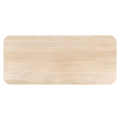 Balerno Deep Brown Wooden Dining Table with Travertine Top Furniture 