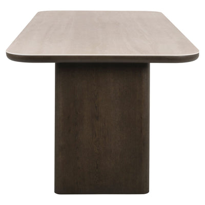 Balerno Deep Brown Wooden Dining Table with Travertine Top Furniture 