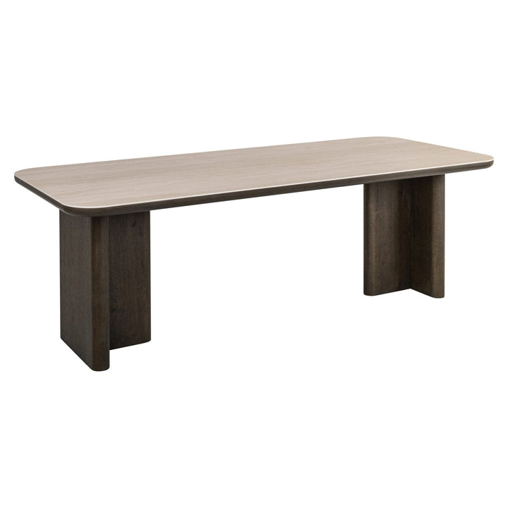 Balerno Deep Brown Wooden Dining Table with Travertine Top Furniture 