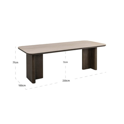 Balerno Deep Brown Wooden Dining Table with Travertine Top Furniture 