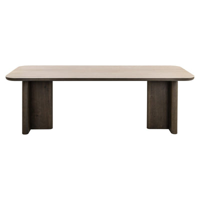 Balerno Deep Brown Wooden Dining Table with Travertine Top Furniture 