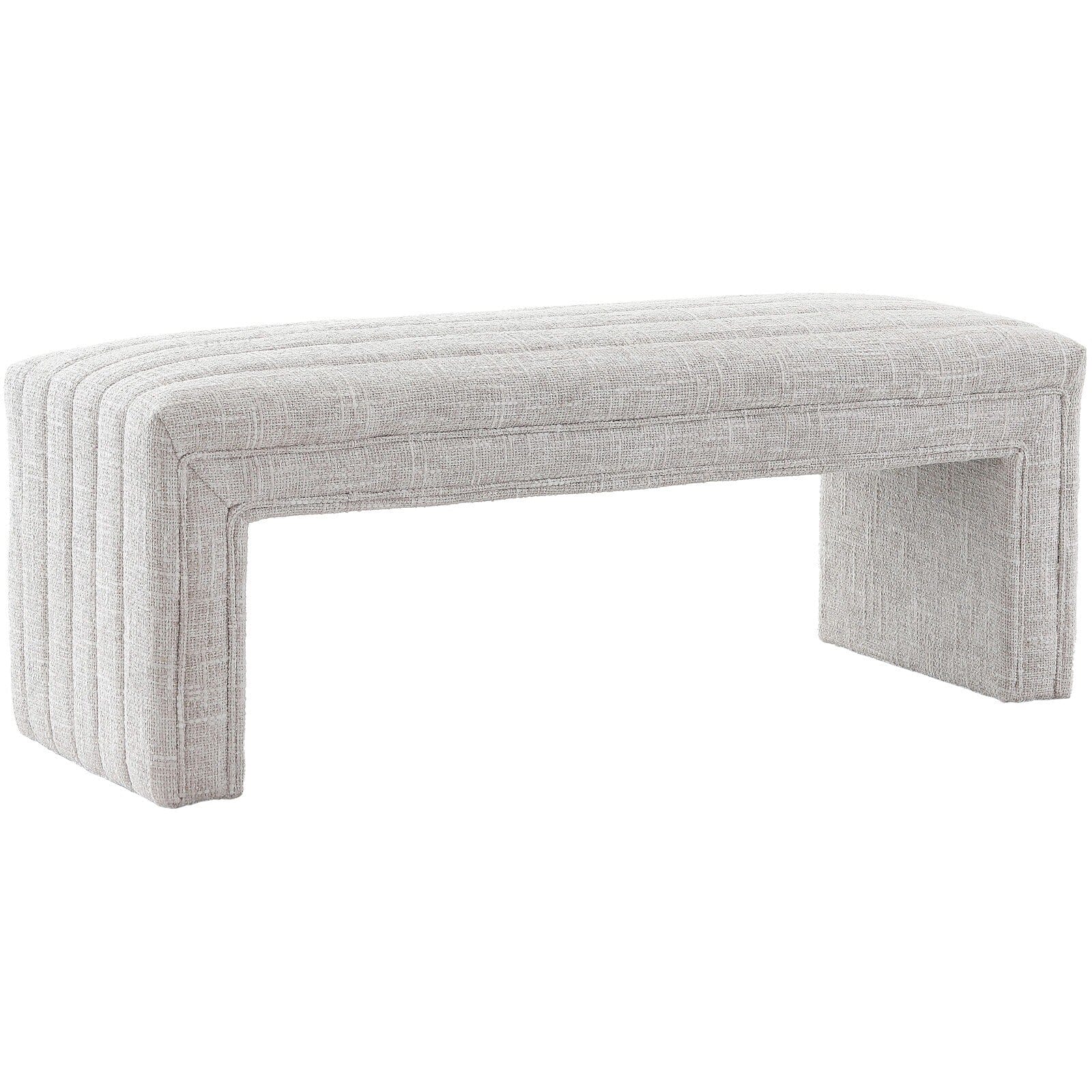 Balkan Cream Chenille Bench with Channel Stitching Furniture 