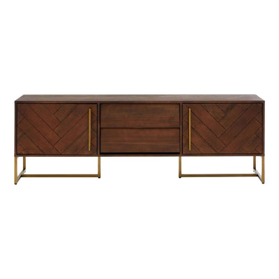 Bancha Dark Wood Media Unit with Herringbone Detail Furniture 