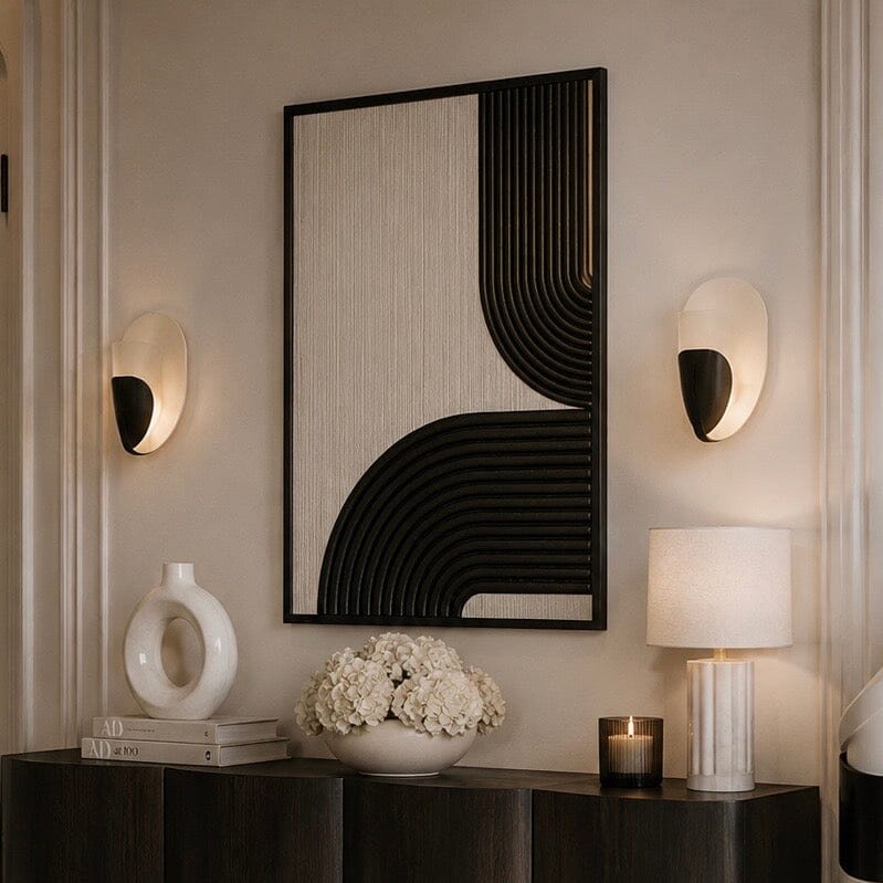 Banyon Black & Cream Thread Framed Wall Art Accessories 