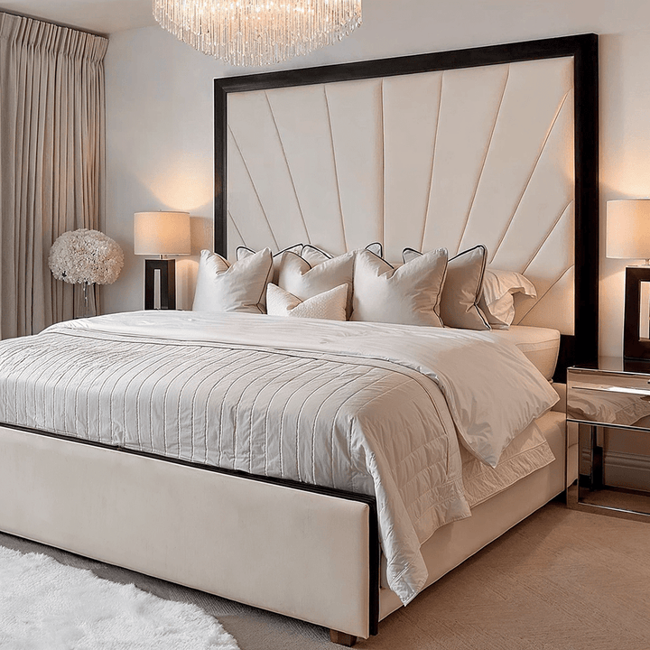 Barcelona Cream & Black Sunburst Bed MTO Beds and Headboards 