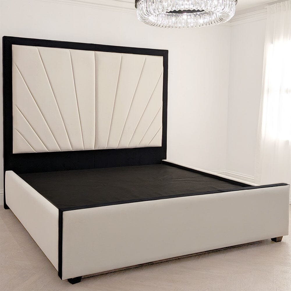 Barcelona Cream & Black Sunburst Ottoman Storage Bed 