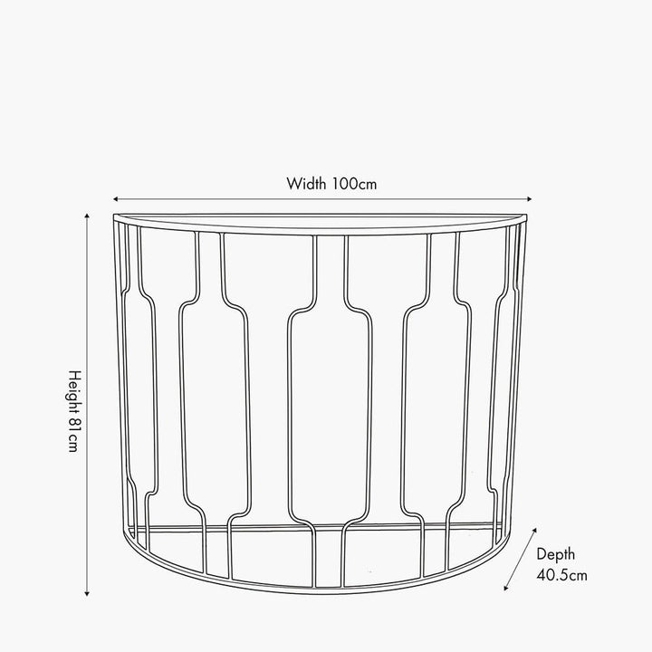 Barrafina Black Metal Half Moon Console Table with Mirrored Top Furniture 