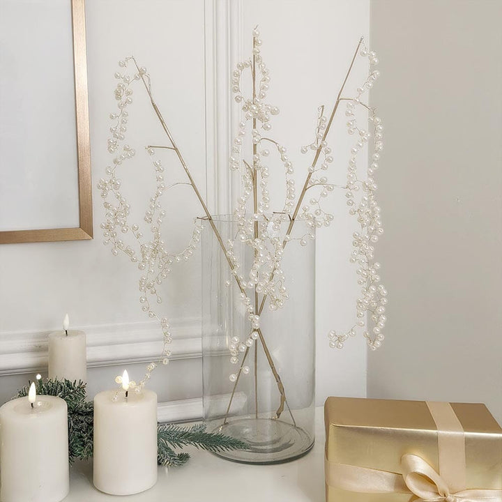 Beaded Faux Pearl Spray Single Stem 