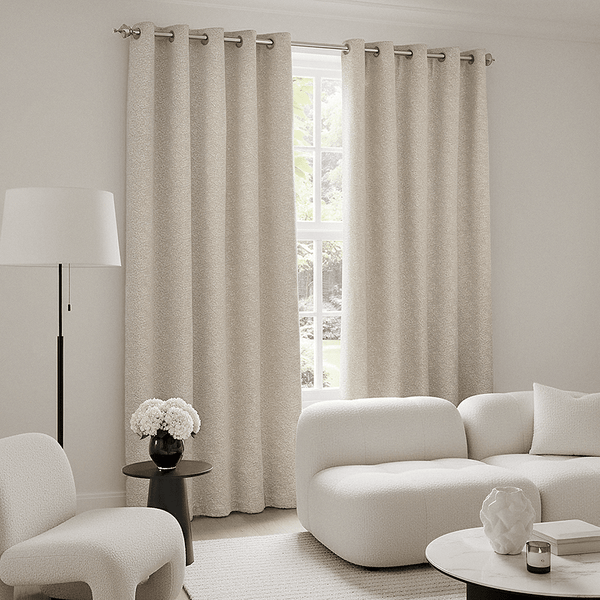 Beatriz Ivory Textured Chenille Eyelet Curtain Pair 