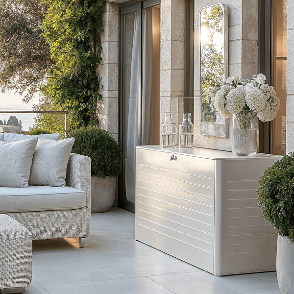 Beige Outdoor Galvanised Steel Cushion Box Outdoor 