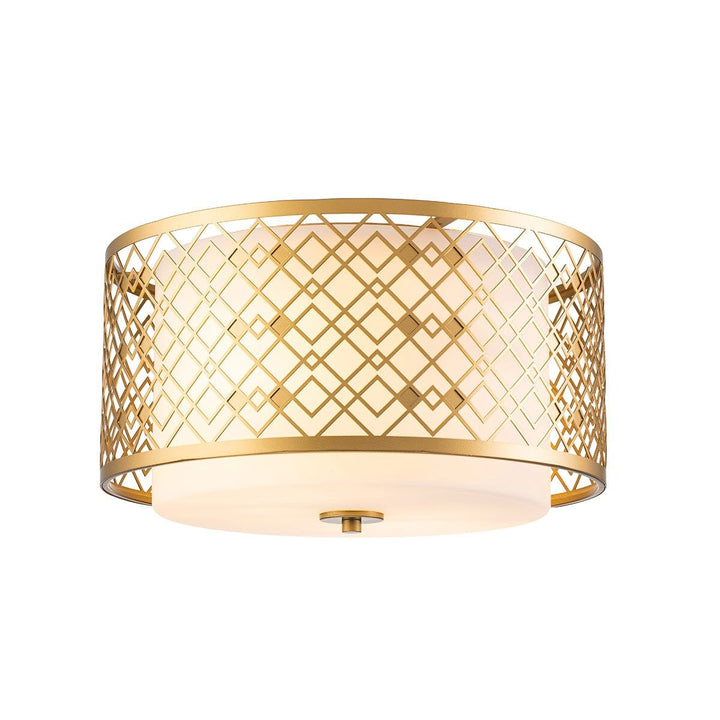 Belgrave Gold Diamond Pattern Flush Ceiling Light Lighting 