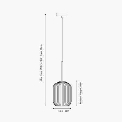 Bellamy White Glass & Gold Ribbed Glass Pendant Ceiling Light Lighting 