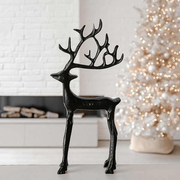 Belle Large Black Festive Deer Ornament Accessories 