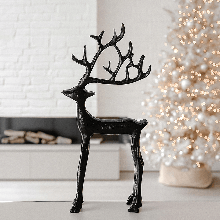 Belle Large Black Festive Deer Ornament Accessories 