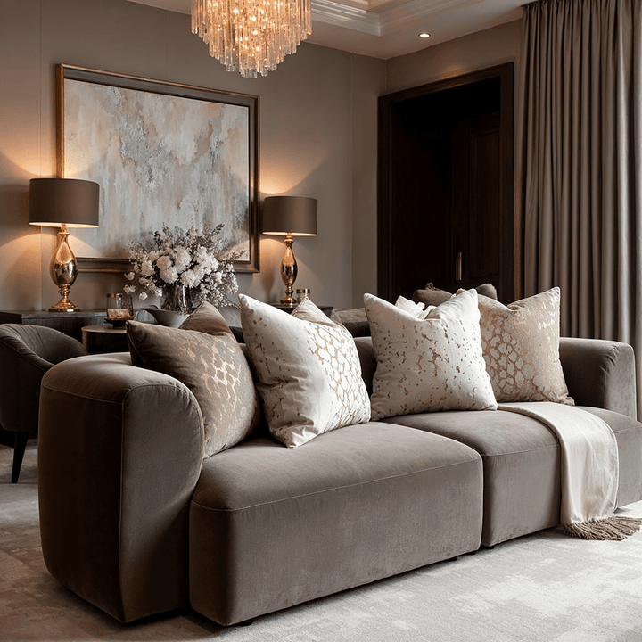 Bellina Brown Velvet Luxury 4 Seater Sofa Sofa 