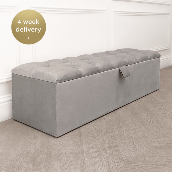 Belvoir Grey Buttoned Ottoman Box Furniture 