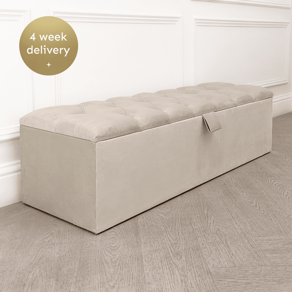 Belvoir Vanilla Buttoned Ottoman Box Furniture 