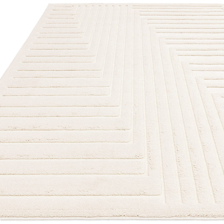 Benares Ivory Textured Linear Rug 