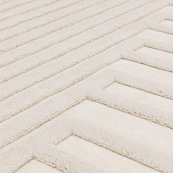 Benares Ivory Textured Linear Rug 