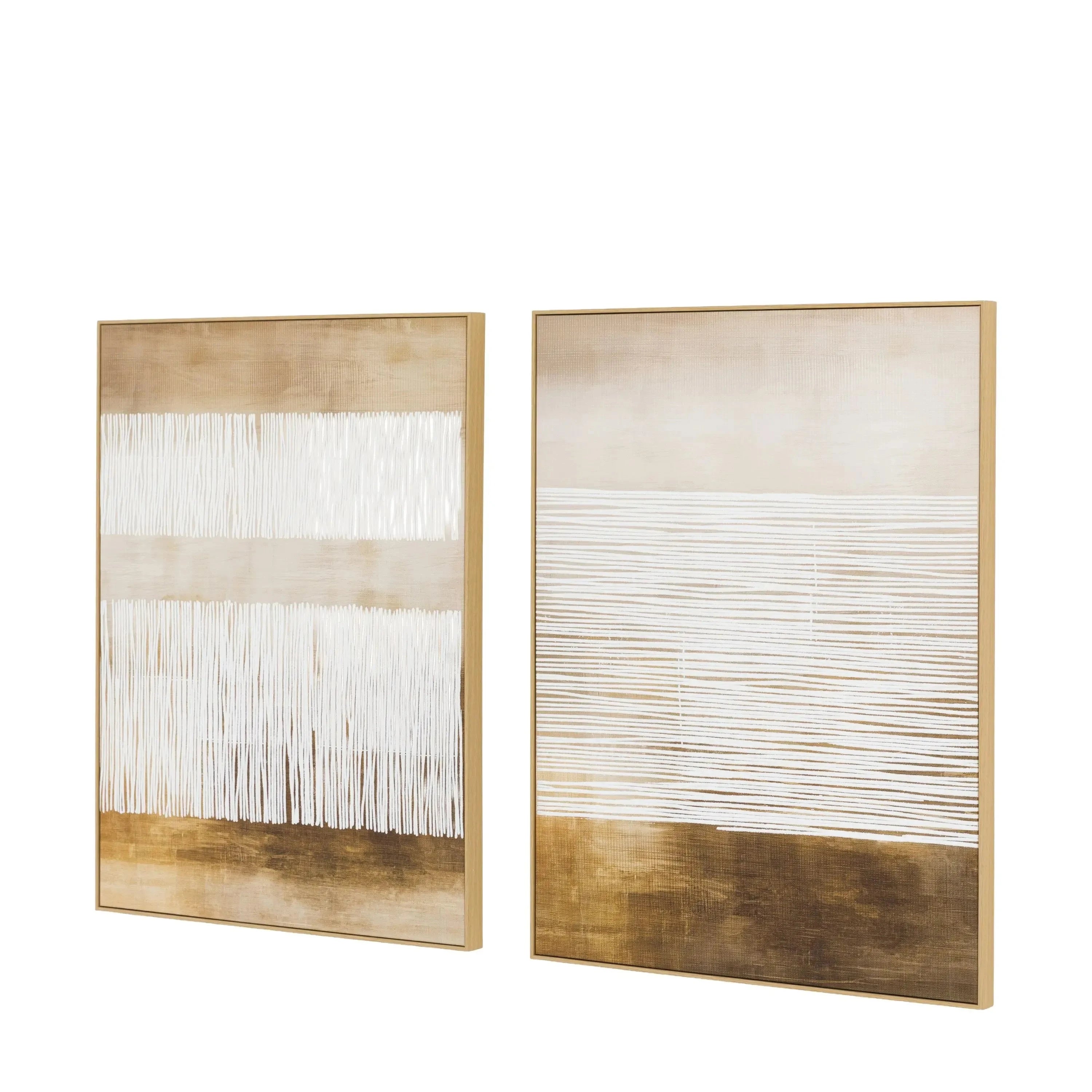 Birdie Cream & Gold Abstract Wall Art - Set of 2 Accessories 