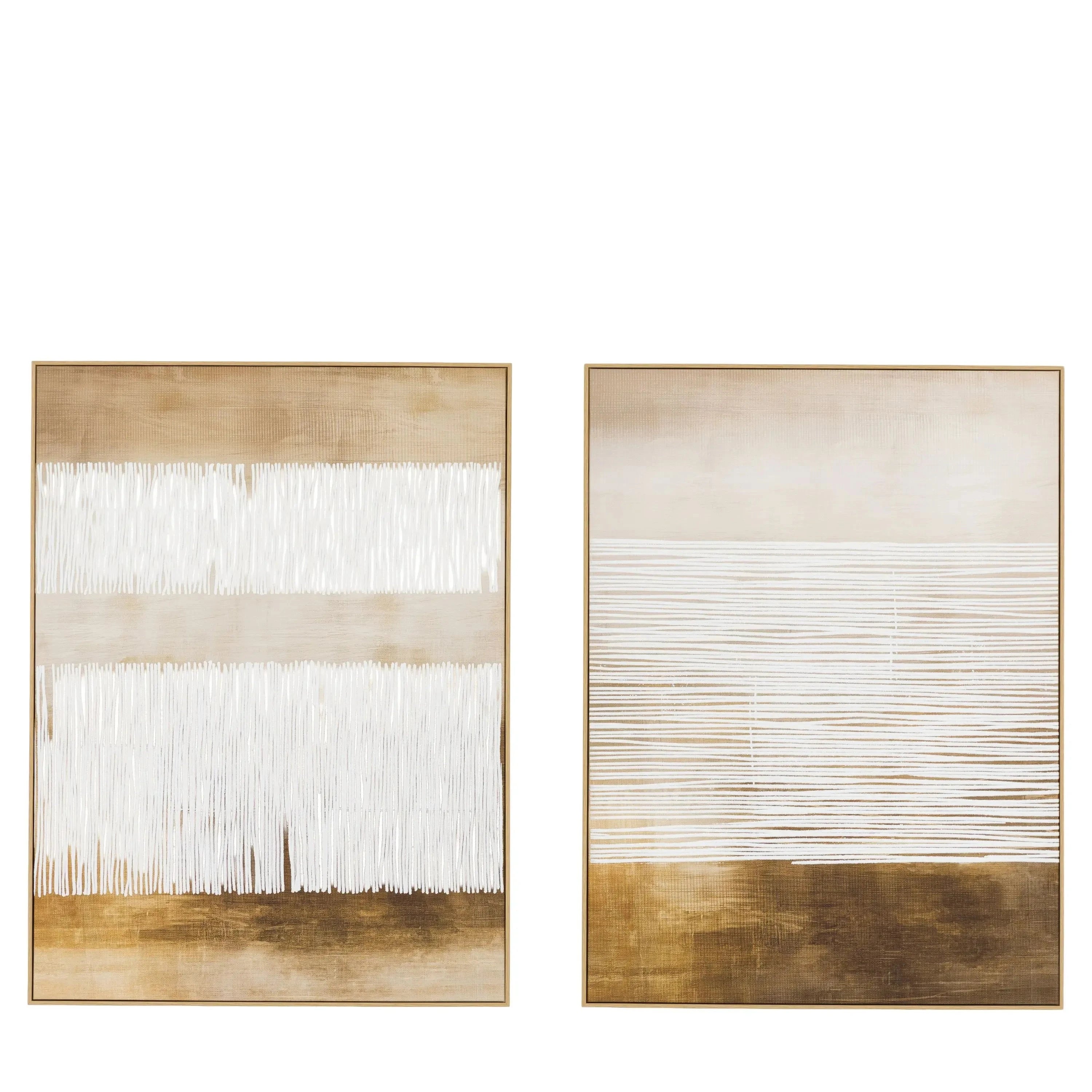 Birdie Cream & Gold Abstract Wall Art - Set of 2 Accessories 