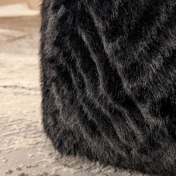 Black Faux Fur Geometric Door Stop Accessories 