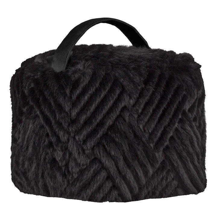 Black Faux Fur Geometric Doorstop Textiles 