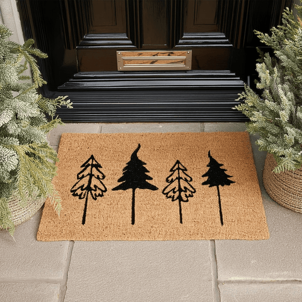 Black Festive Trees Doormat Textiles 