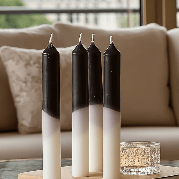 Black & White Ombre Taper Candles - Set of 4 Fragrance 