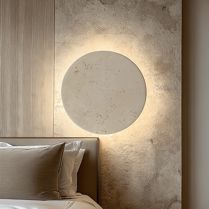 Blanco Large Round Marble Backlit Wall Light Lighting 