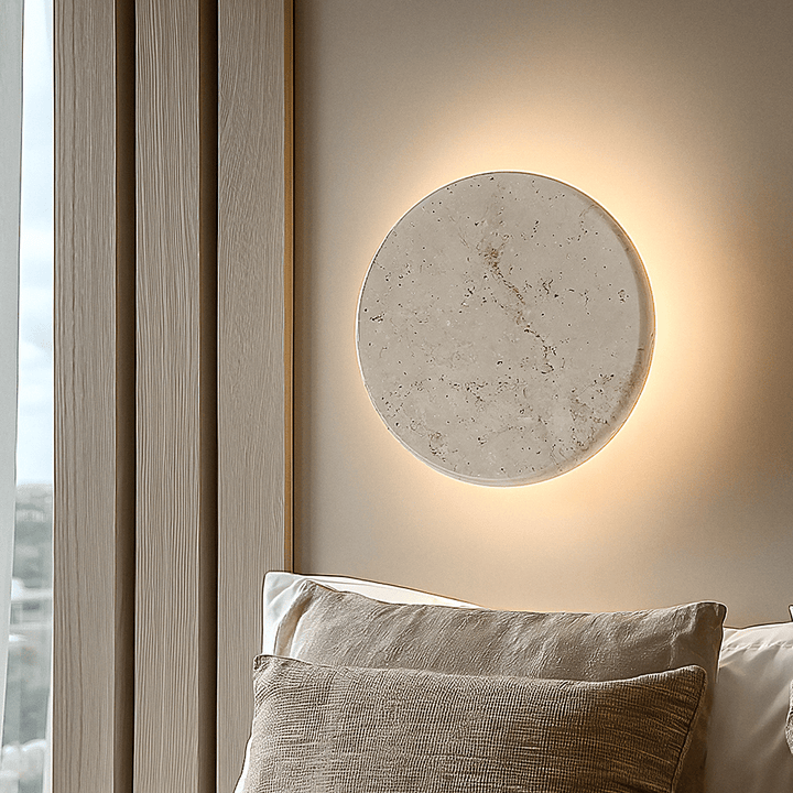 Blanco Medium Round Marble Backlit Wall Light Lighting 