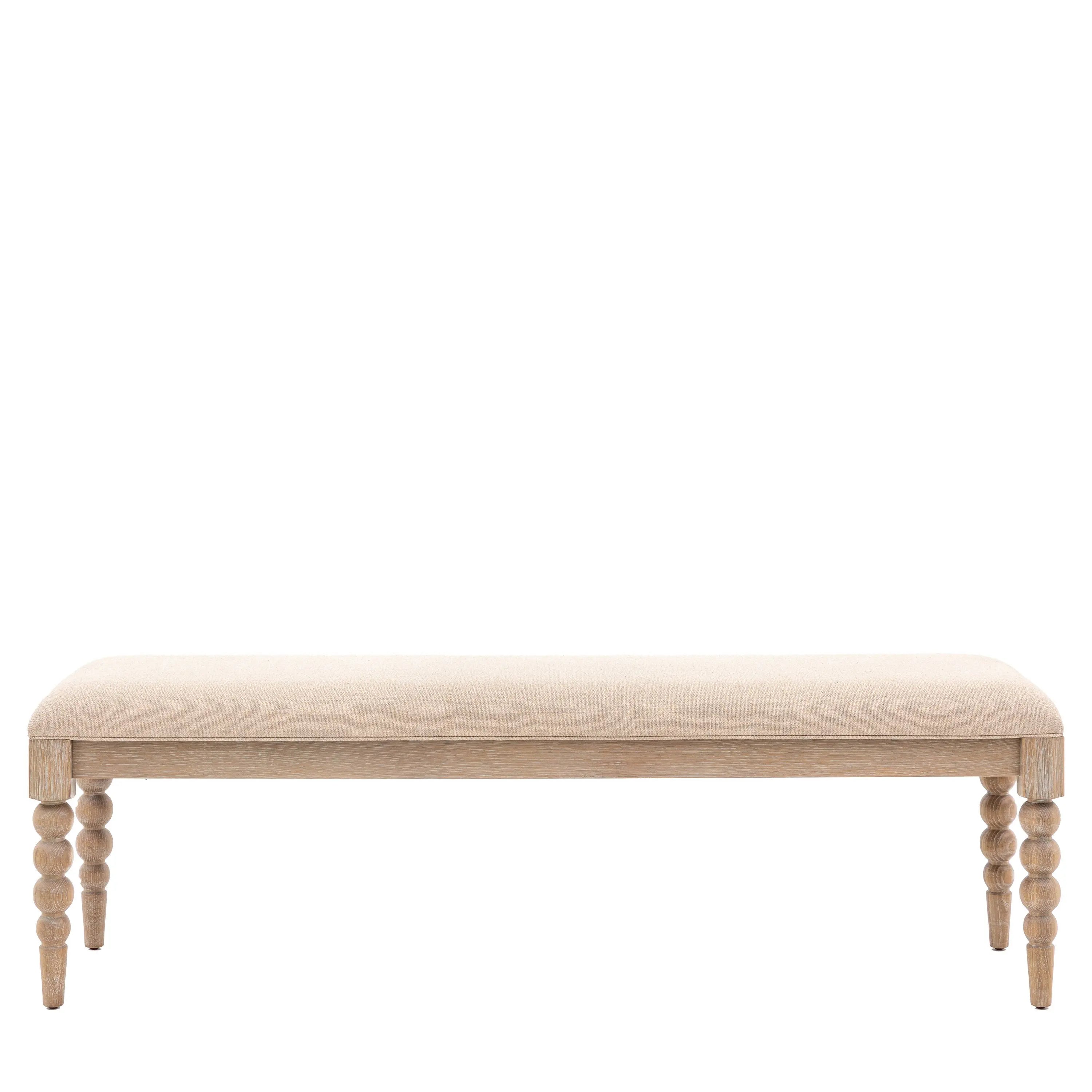 Blenheim Linen Fabric Top Bench with Oak Legs Furniture 