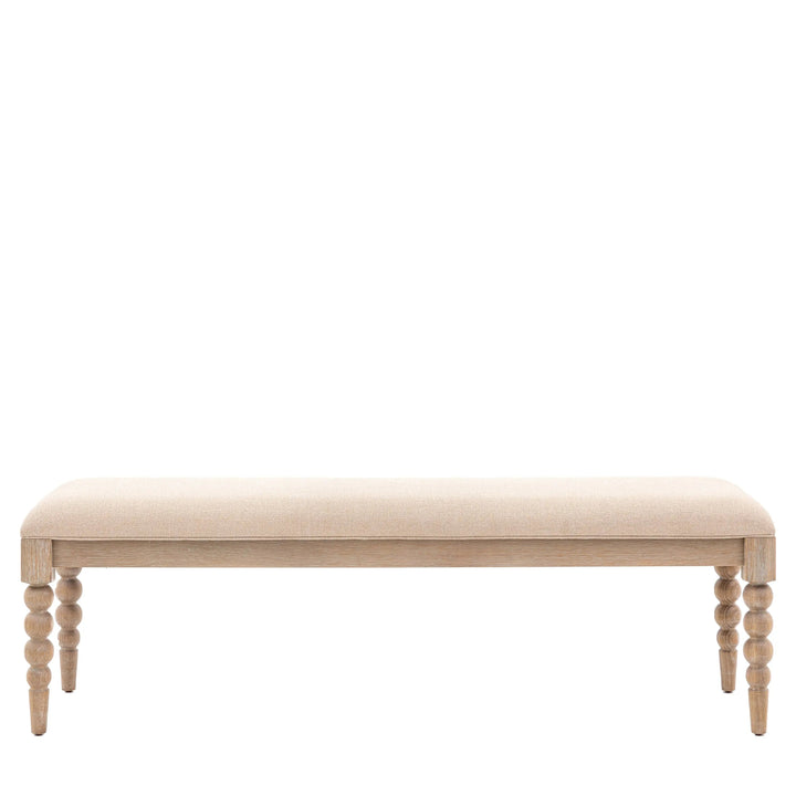 Blenheim Linen Fabric Top Bench with Oak Legs Furniture 