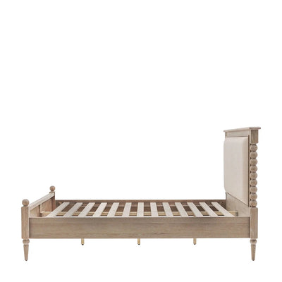 Blenheim Luxury Cream & Lightwashed Wood Upholstered Bed Beds and Headboards 