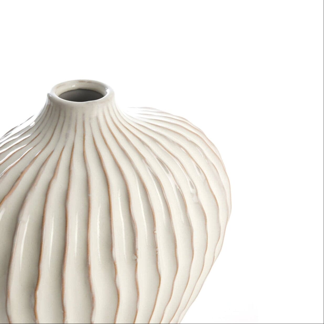 Bloombury Cream Ribbed Ceramic Vase Accessories 