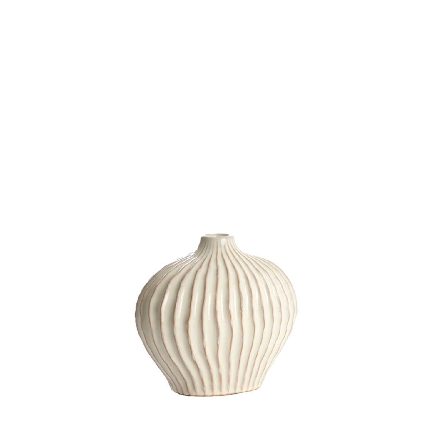 Bloombury Cream Ribbed Ceramic Vase Accessories 