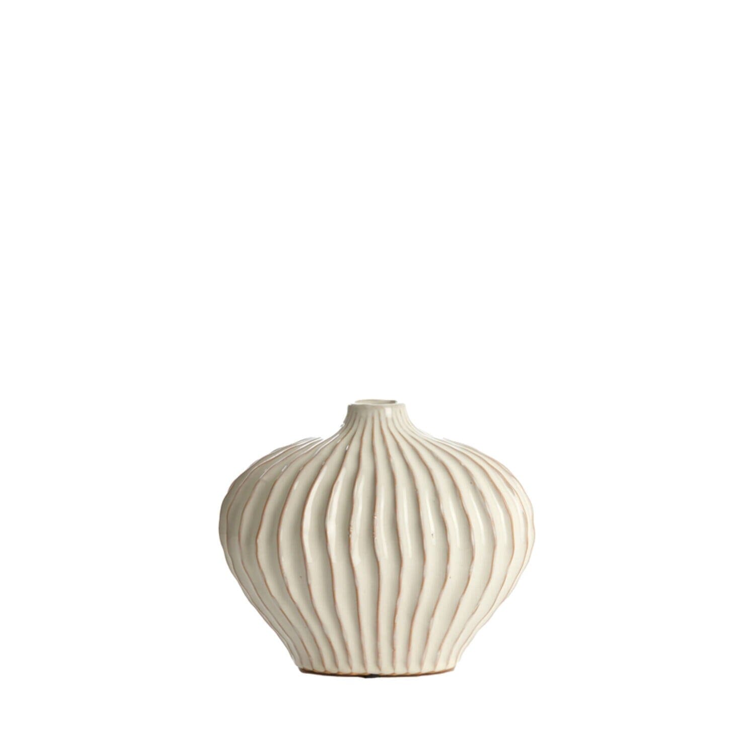 Bloombury Cream Ribbed Ceramic Vase Accessories 