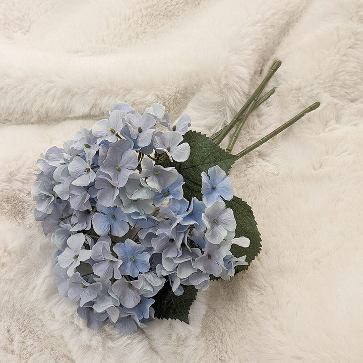 Blue Faux Hydrangea Single Stem Flower - Set of 4 Accessories 