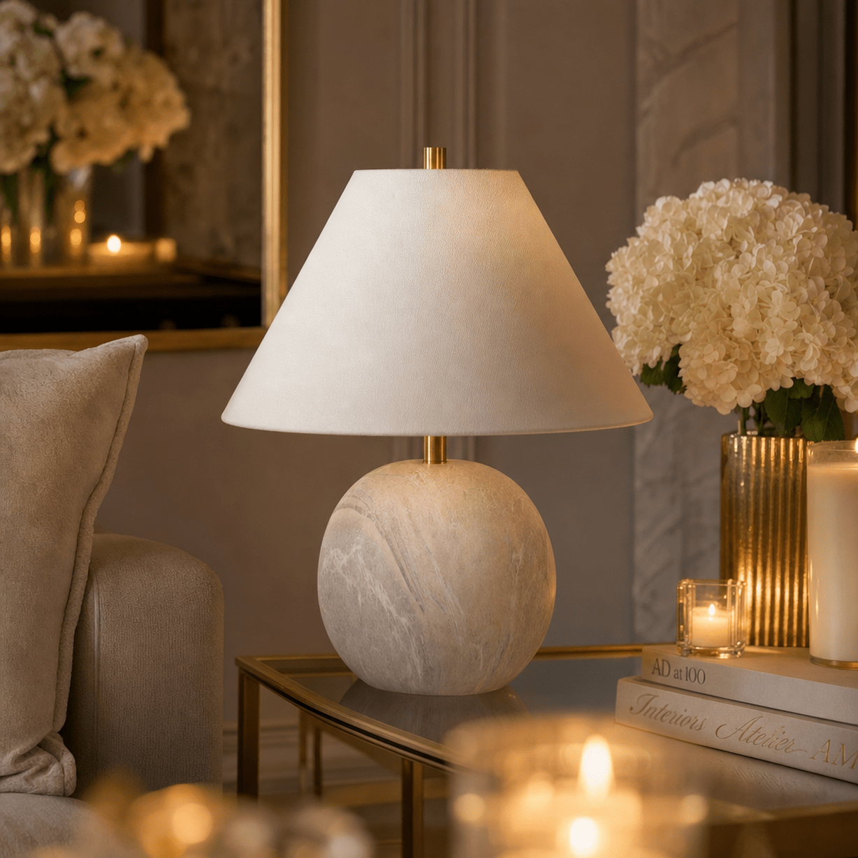 Bologna Cream Ceramic Round Table Lamp Lighting 