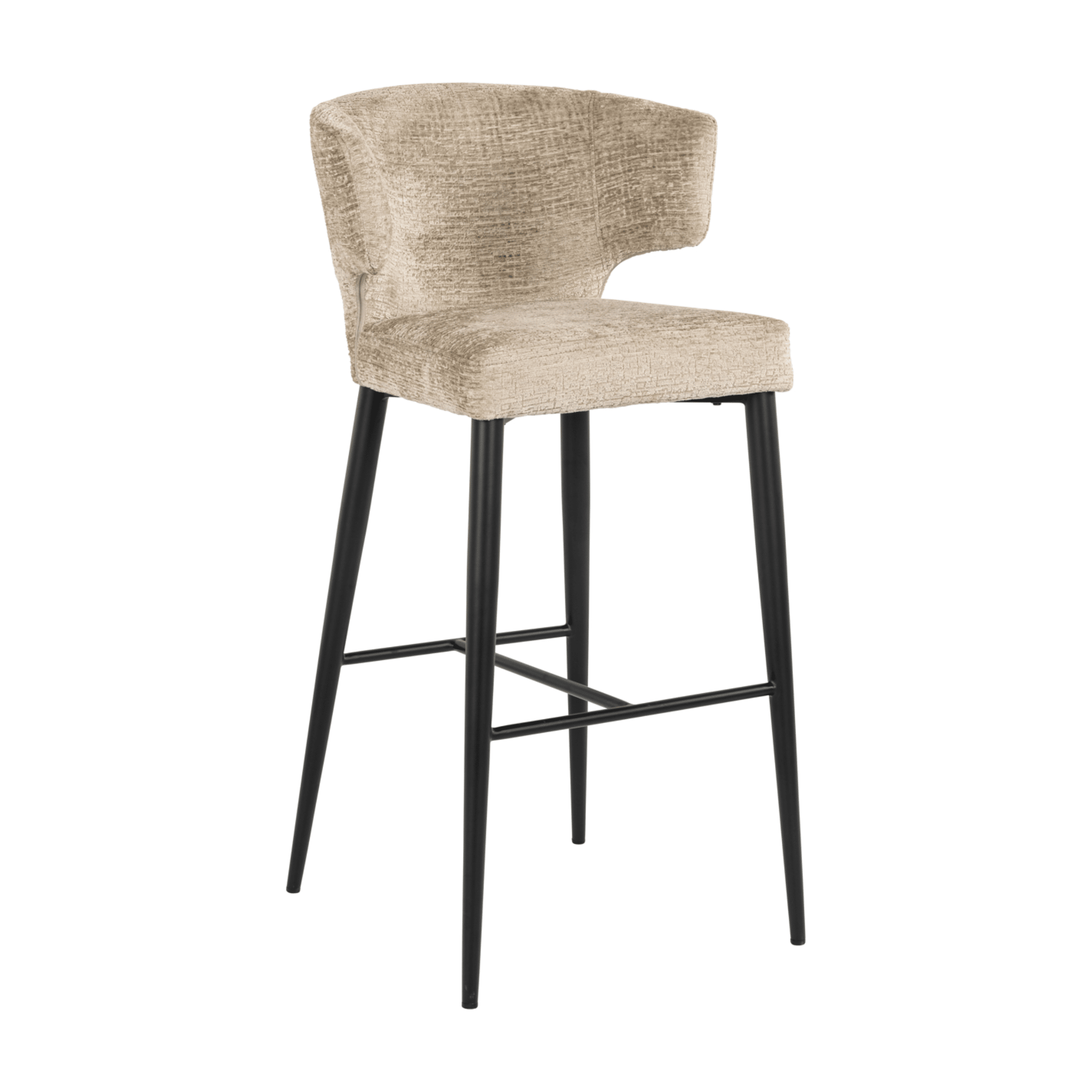 Bourton Beige Chenille Bar Stool with Black Legs Furniture 