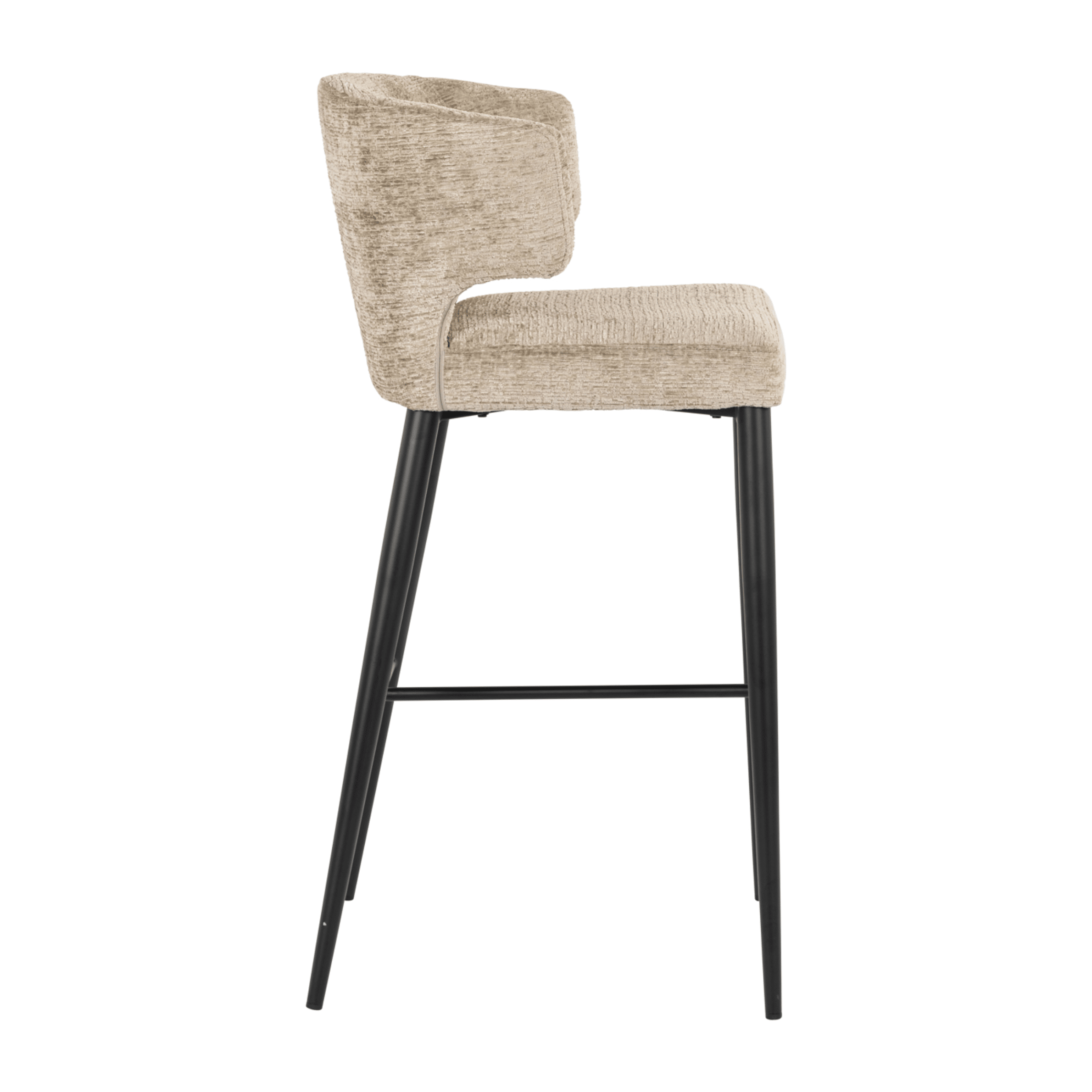 Bourton Beige Chenille Bar Stool with Black Legs Furniture 