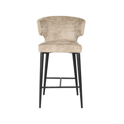 Bourton Beige Chenille Low Bar Stool with Black Legs Furniture 