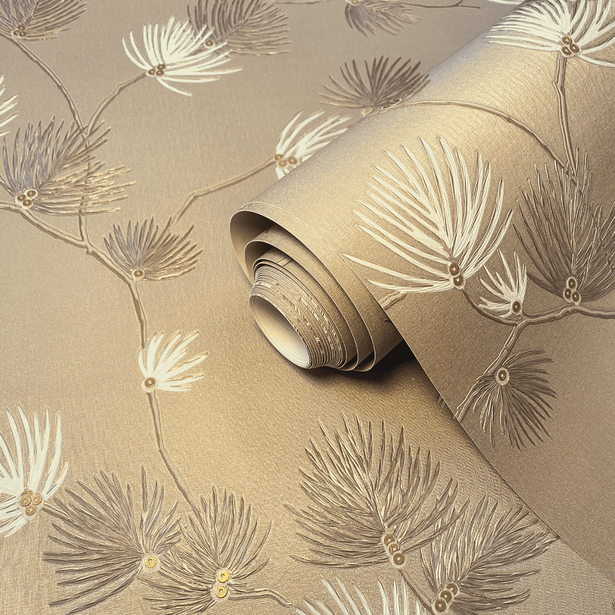 Bracken Gold Metallic Dandelion Print Patterned Wallpaper Home Improvement 