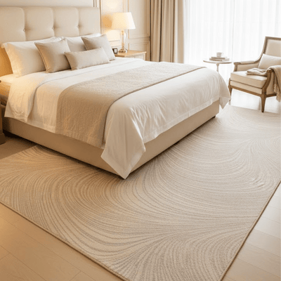 Braun Beige Swirl Pattern Abstract Rug 