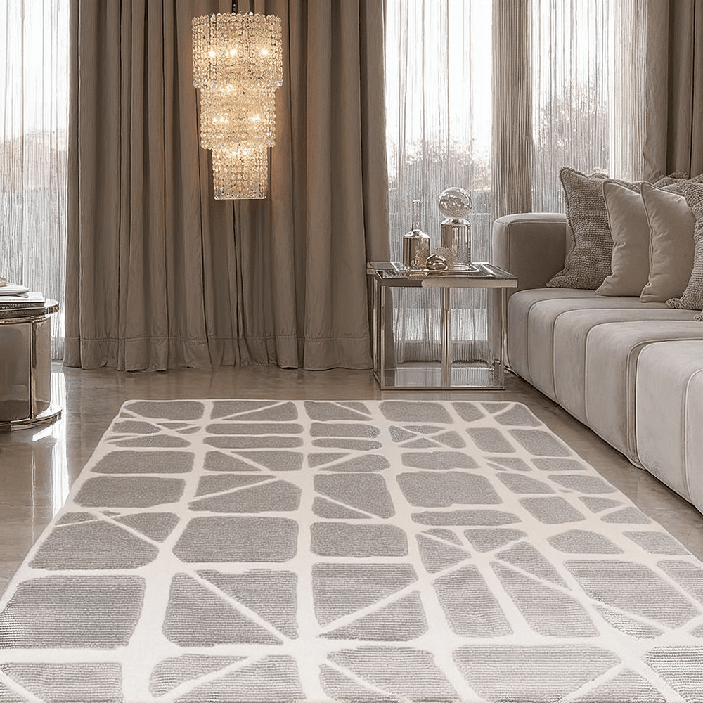 Braylin Grey & Cream Abstract Lines Rug – Rowen Homes