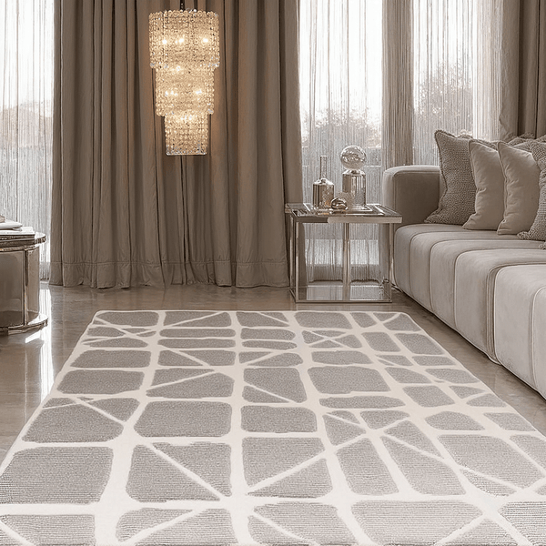 Braylin Grey & Cream Abstract Rug 